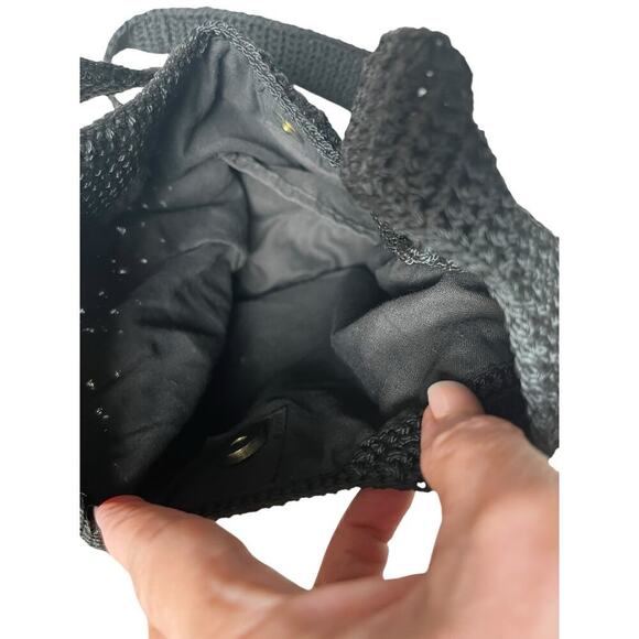 Granny Square Purse. Neutral Color with Black, Snap Closure - Picture 4 of 4